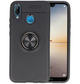 Softcase voor Huawei P20 Lite Hoesje met Ring Houder Zwart