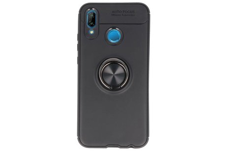 BAOHU Softcase Telefoonhoesje - Geschikt voor Huawei P20 Lite Hoesje met Ring Houder Zwart