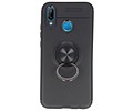 BAOHU Softcase Telefoonhoesje - Geschikt voor Huawei P20 Lite Hoesje met Ring Houder Zwart