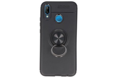 BAOHU Softcase Telefoonhoesje - Geschikt voor Huawei P20 Lite Hoesje met Ring Houder Zwart
