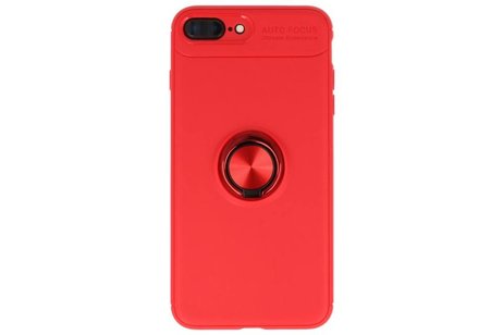 Softcase voor iPhone 8 / 7 Plus Hoesje met Ring Houder Rood