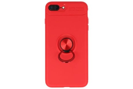 BAOHU Softcase Telefoonhoesje - Geschikt voor iPhone 8 / 7 Plus Hoesje met Ring Houder Rood
