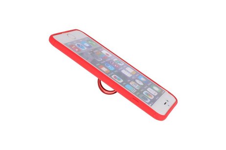 Softcase voor iPhone 8 / 7 Plus Hoesje met Ring Houder Rood