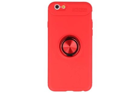 BAOHU Softcase Telefoonhoesje - Geschikt voor iPhone 6 Hoesje met Ring Houder Rood