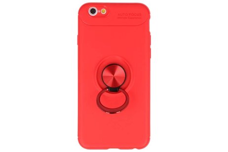 BAOHU Softcase Telefoonhoesje - Geschikt voor iPhone 6 Hoesje met Ring Houder Rood