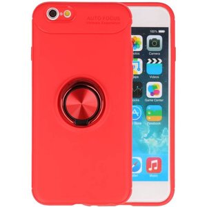 BAOHU Softcase Telefoonhoesje - Geschikt voor iPhone 6 Hoesje met Ring Houder Rood