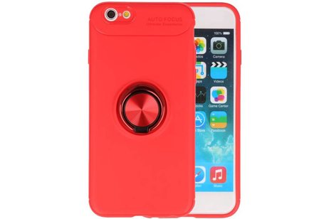 BAOHU Softcase Telefoonhoesje - Geschikt voor iPhone 6 Hoesje met Ring Houder Rood