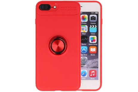 BAOHU Softcase Telefoonhoesje - Geschikt voor iPhone 8 / 7 Plus Hoesje met Ring Houder Rood