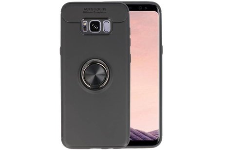 BAOHU Softcase Telefoonhoesje - Geschikt voor Samsung Galaxy S8 Plus Hoesje met Ring Houder Zwart