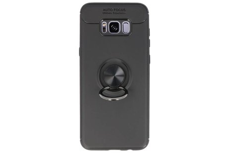 BAOHU Softcase Telefoonhoesje - Geschikt voor Samsung Galaxy S8 Plus Hoesje met Ring Houder Zwart