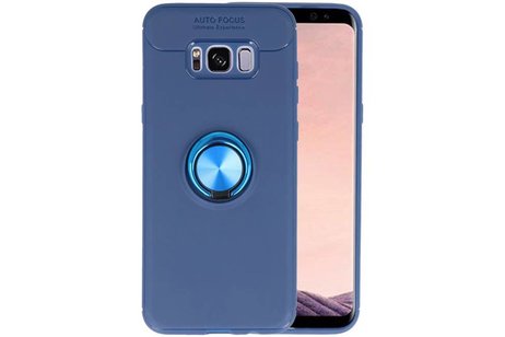 Softcase voor Galaxy S8 Plus Hoesje met Ring Houder Navy