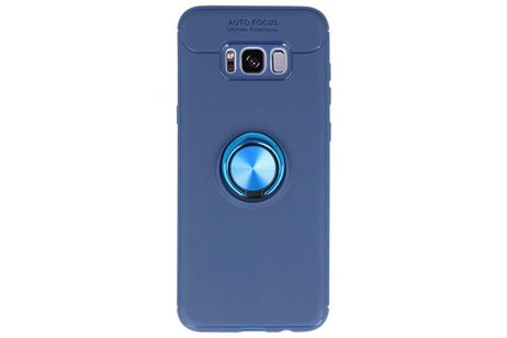 BAOHU Softcase Telefoonhoesje - Geschikt voor Samsung Galaxy S8 Plus Hoesje met Ring Houder Navy
