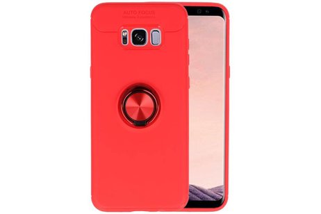BAOHU Softcase Telefoonhoesje - Geschikt voor Samsung Galaxy S8 Plus Hoesje met Ring Houder Rood