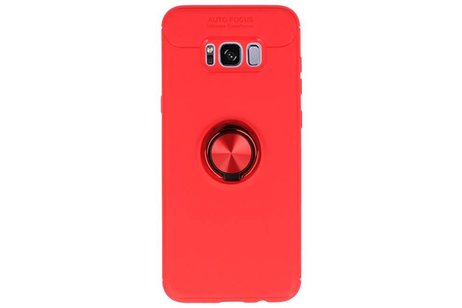 BAOHU Softcase Telefoonhoesje - Geschikt voor Samsung Galaxy S8 Plus Hoesje met Ring Houder Rood