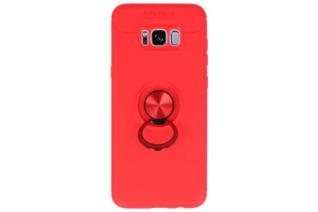 BAOHU Softcase Telefoonhoesje - Geschikt voor Samsung Galaxy S8 Plus Hoesje met Ring Houder Rood