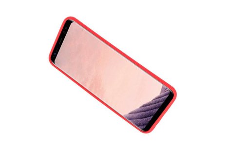 BAOHU Softcase Telefoonhoesje - Geschikt voor Samsung Galaxy S8 Plus Hoesje met Ring Houder Rood