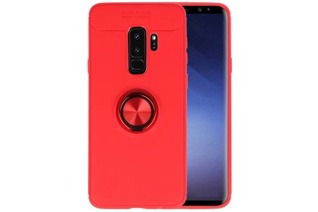 BAOHU Softcase Telefoonhoesje - Geschikt voor Samsung Galaxy S9 Plus Hoesje met Ring Houder Rood