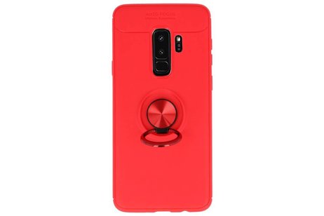 BAOHU Softcase Telefoonhoesje - Geschikt voor Samsung Galaxy S9 Plus Hoesje met Ring Houder Rood