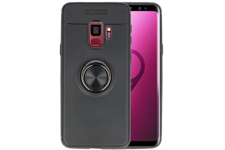 BAOHU Softcase Telefoonhoesje - Geschikt voor Samsung Galaxy S9 Hoesje met Ring Houder Zwart
