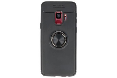 BAOHU Softcase Telefoonhoesje - Geschikt voor Samsung Galaxy S9 Hoesje met Ring Houder Zwart