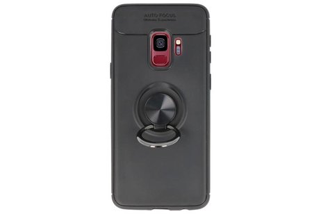 BAOHU Softcase Telefoonhoesje - Geschikt voor Samsung Galaxy S9 Hoesje met Ring Houder Zwart