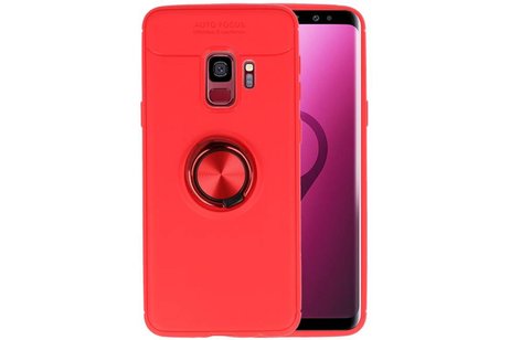 BAOHU Softcase Telefoonhoesje - Geschikt voor Samsung Galaxy S9 Hoesje met Ring Houder Rood