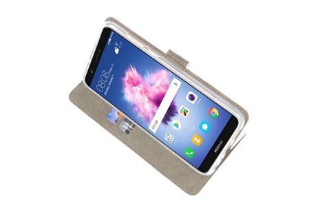 BAOHU Hoesje Geschikt voor de Huawei P Smart - Kaarthouder Book Case Telefoonhoesje - Wit