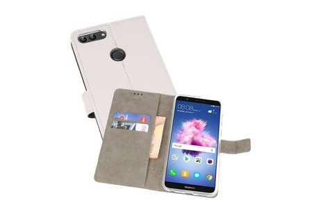 Huawei P Smart Hoesje Kaarthouder Book Case Telefoonhoesje Wit