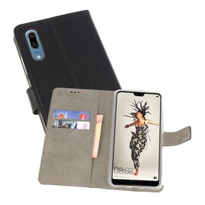 Hoesje Geschikt voor de Huawei P20 - Kaarthouder Book Case Telefoonhoesje - Zwart