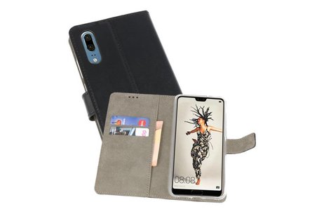 Hoesje Geschikt voor de Huawei P20 - Kaarthouder Book Case Telefoonhoesje - Zwart