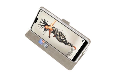 BAOHU Hoesje Geschikt voor de Huawei P20 - Kaarthouder Book Case Telefoonhoesje - Wit