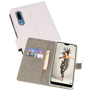 Hoesje Geschikt voor de Huawei P20 - Kaarthouder Book Case Telefoonhoesje - Wit