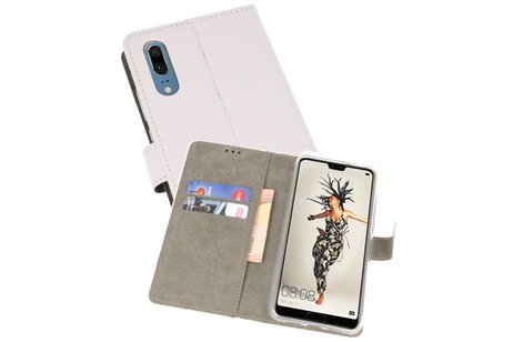 BAOHU Hoesje Geschikt voor de Huawei P20 - Kaarthouder Book Case Telefoonhoesje - Wit