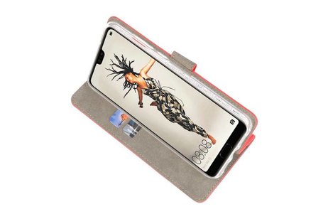 BAOHU Hoesje Geschikt voor de Huawei P20 - Kaarthouder Book Case Telefoonhoesje - Rood