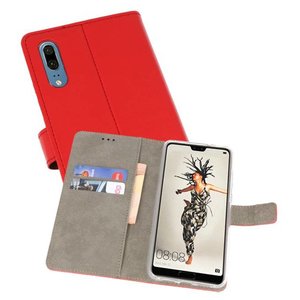 Hoesje Geschikt voor de Huawei P20 - Kaarthouder Book Case Telefoonhoesje - Rood