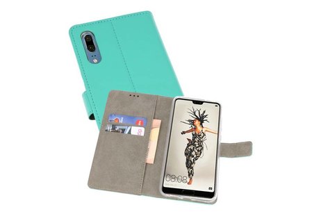 BAOHU Hoesje Geschikt voor de Huawei P20 - Kaarthouder Book Case Telefoonhoesje - Groen