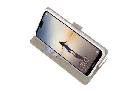 Huawei P20 Lite Hoesje Kaarthouder Book Case Telefoonhoesje Wit