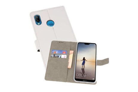BAOHU Hoesje Geschikt voor de Huawei P20 Lite - Kaarthouder Book Case Telefoonhoesje - Wit