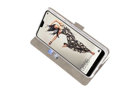 BAOHU Hoesje Geschikt voor de Huawei P20 Pro - Kaarthouder Book Case Telefoonhoesje - Wit