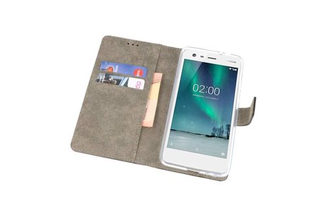 BAOHU Hoesje Geschikt voor de Nokia 2 - Kaarthouder Book Case Telefoonhoesje - Zwart