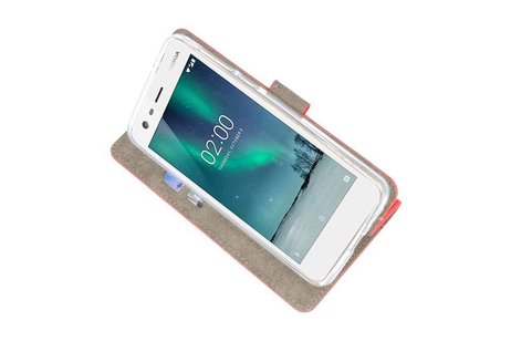 BAOHU Hoesje Geschikt voor de Nokia 2 - Kaarthouder Book Case Telefoonhoesje - Rood