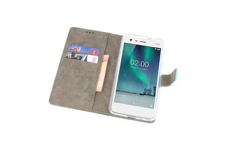 BAOHU Hoesje Geschikt voor de Nokia 2 - Kaarthouder Book Case Telefoonhoesje - Groen