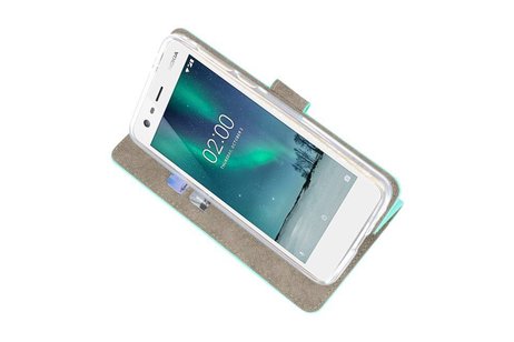 BAOHU Hoesje Geschikt voor de Nokia 2 - Kaarthouder Book Case Telefoonhoesje - Groen