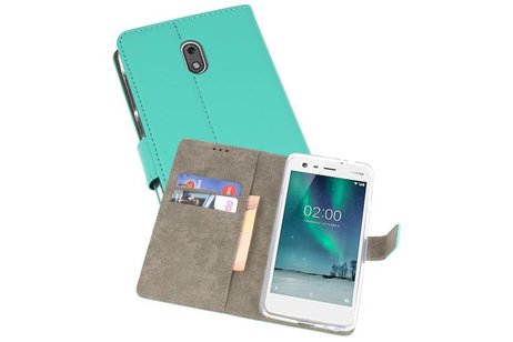 Hoesje Geschikt voor de Nokia 2 - Kaarthouder Book Case Telefoonhoesje - Groen