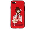 BAOHU Prinses Borduurwerk - Hoesje Geschikt voor iPhone 8 / 7  Hoesje Rood