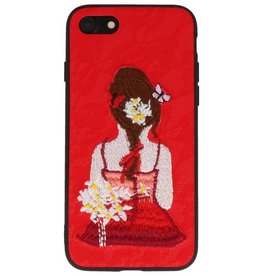 BAOHU Prinses Borduurwerk iPhone 8 / 7 Hoesje Rood