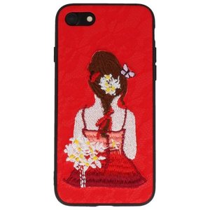 BAOHU Prinses Borduurwerk - Hoesje Geschikt voor iPhone 8 / 7  Hoesje Rood