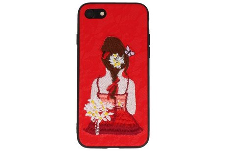 BAOHU Prinses Borduurwerk - Hoesje Geschikt voor iPhone 8 / 7  Hoesje Rood