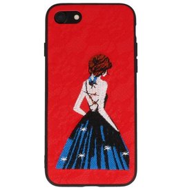 BAOHU Prinses Borduurwerk iPhone 8 / 7 Hoesje Rood