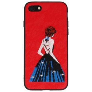 BAOHU Prinses Borduurwerk - Hoesje Geschikt voor iPhone 8 / 7 Hoesje Rood